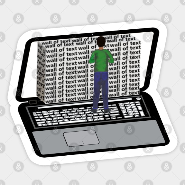 Wall of Text on a Laptop Computer (Gray Background) Sticker by Art By LM Designs 